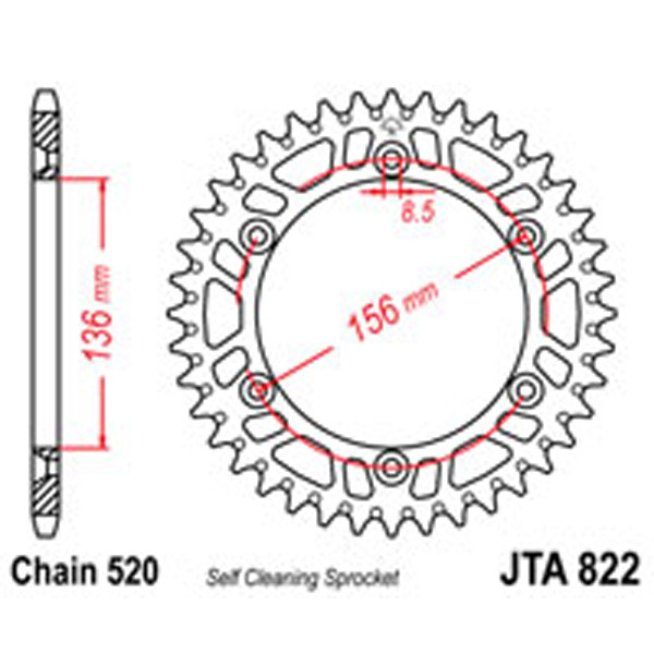 JT JT Rear Sprockets R/W 822-49SC Alloy